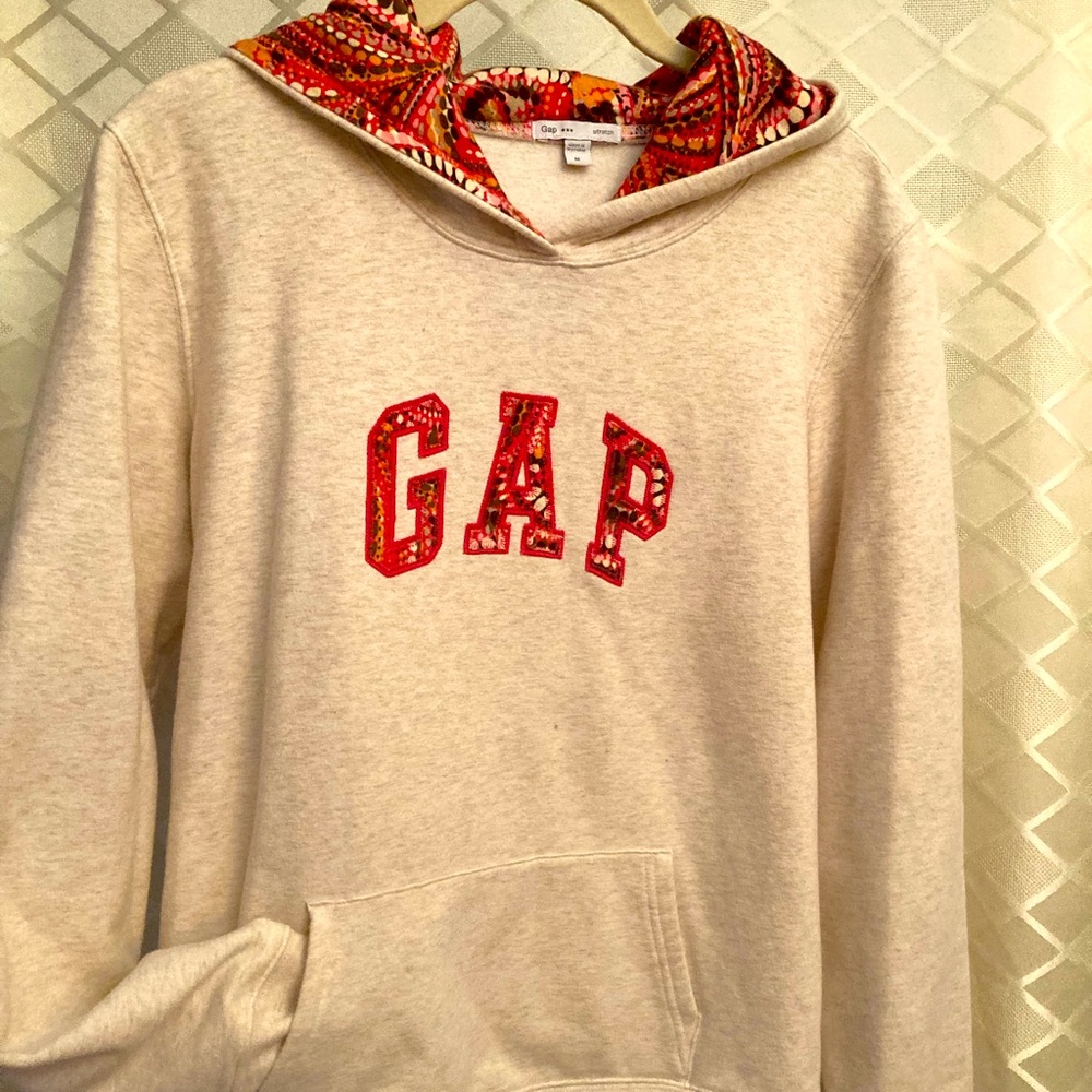 Vintage GAP hoodie, paisley contrast, oatmeal, size medium